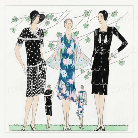 Afternoon dresses (1929) fashion illustration